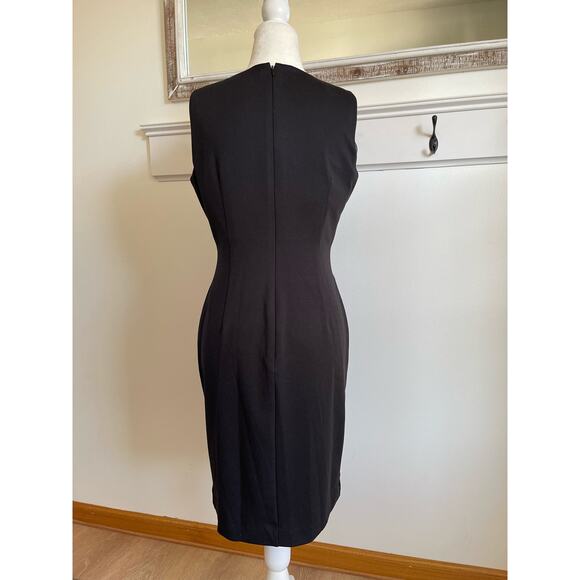 Calvin Klein Black Mix Media Shearh Dress with Lace and Faux Leather Details - Picture 4 of 7